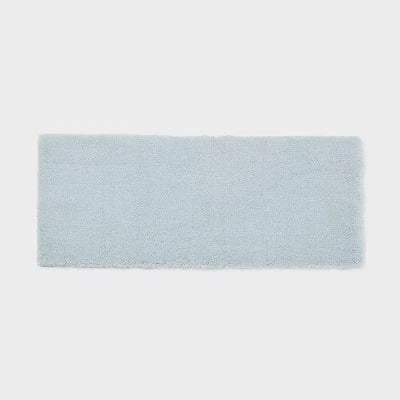 Light Blue Bath Rug Runner, 60x24", Tufted High Pile Heavyweight