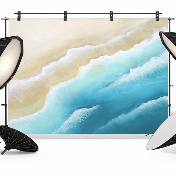 Light Blue Beige Beach Photography Backdrop 7x5FT, Abstract Gradient Sandy Ocean Waves Photo Backdrops, Background for Photography Studio Photo Studio Background, Back Drop for Photoshoot
