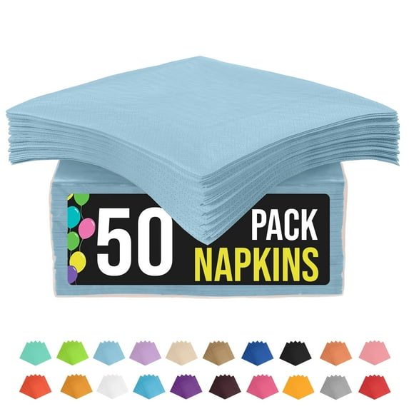 Light Blue Beverage Napkins - 50 Ct.