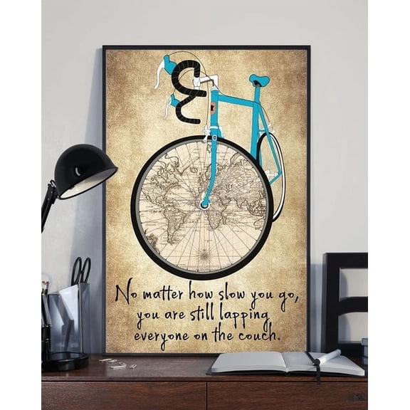 Light Blue Bicycle World Map No R How Slow You Go You Are Still Lapping