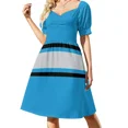 thumbnail image 1 of Light Blue Black & Gray Power Stripe Sleeveless Dress beach dresses summer dress korean women dresses for womens, 1 of 6
