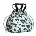 thumbnail image 1 of Light Blue and Black Of Leopard Print Drawstring Lunch Bag Women - Drawstring Lunch Bag Insulated for Work Office - Stain-Resistant Large Lunchbags for Women with Multi-Pockets, 1 of 6
