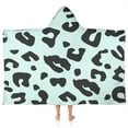 thumbnail image 1 of Light Blue and Black Of Leopard Print Hooded Bath Towel，50"x30" for Ages 3 To 12 Kids, Quick Dry Lightweight Soft Microfiber Hood Beach Towel Cover Up for Kids, 1 of 7