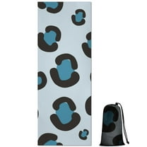Light Blue and Black Of Leopard Print Hot Yoga Mat Towel Non Slip for Hot Yoga - Quick-Drying Yoga Mat Cover with 4 Corner Pockets with Travel Bag - Hot Yoga Towel Non Slip 70"x26"
