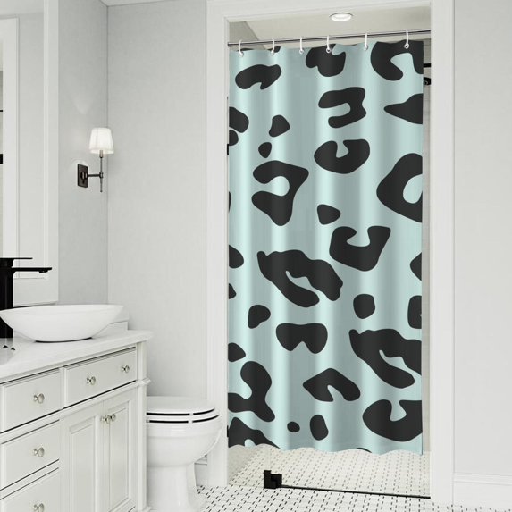 Light Blue and Black Of Leopard Print Shower Curtain 36"x72" ,Bathroom Decorative Shower Curtains Set with 12 Hooks,Modern Waterproof Washable Shower Curtain