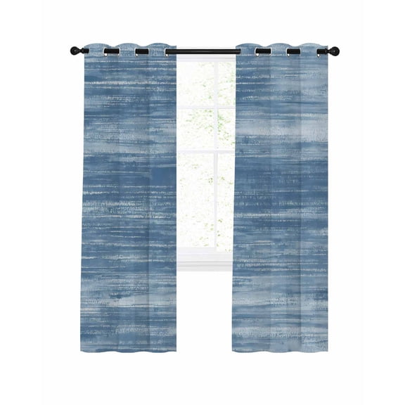 Light Blue Blackout Curtains 63 Inch Length Modern Abstract Gradient Blue Lines Texture Thermal Insulated Window Curtain Window Drapes 2 Panels for Bedroom Living Room 42"Wx63"L