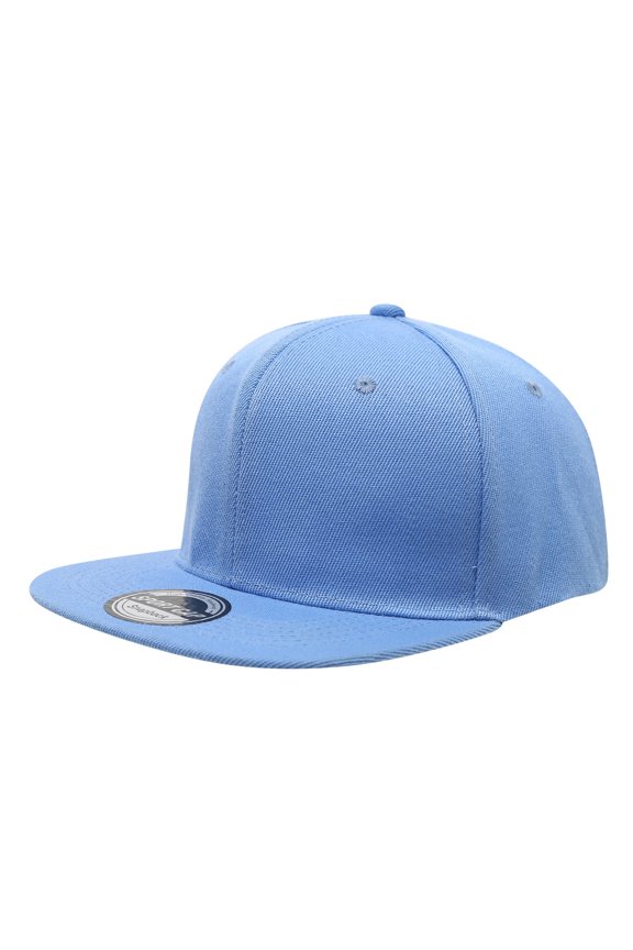 Light Blue Blank Flat Bill Snapback Cap, Solid Plain Adjustable Hip Hop Baseball Hat-Sky blue