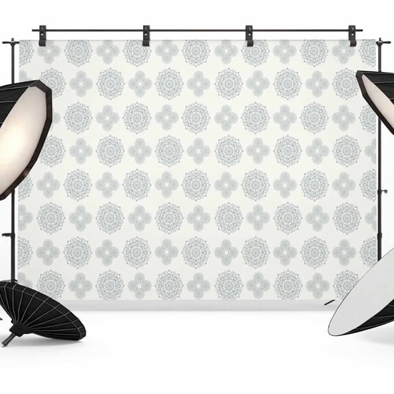 Light Blue Boho Flower Backdrop for Photography, Abstract Bosemia Geometric Graphic Photo Backdrop Portrait Background Party Banner Photo Backgrounds for Studio Booth Props, 10x8ft
