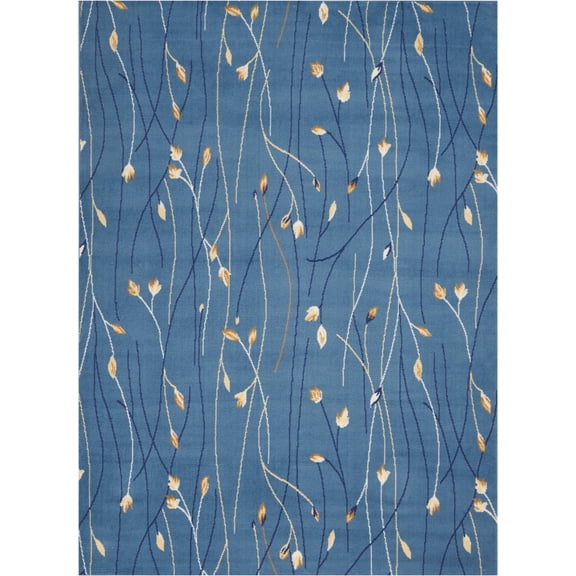 Light Blue Botanical Area Rug by Pinewood Grove