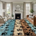 thumbnail image 1 of Light Blue Brown Area Rugs 5'x8', Washable Small Throw Rugs for Classroom Bedroom, Rustic Farmhouse Dog Paw Vintage Indoor Outdoor Rug Non-Slip Low Pile Carpet Runner Reversible Floor Mats, 1 of 8