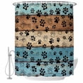 thumbnail image 1 of Light Blue Brown Shower Curtain, Waterproof Shower Curtains for Bathroom, Rustic Farmhouse Dog Paw Vintage Washable Fabric Bathtub Curtain Set Bath Decor with 12 Hooks 72"x78", 1 of 6