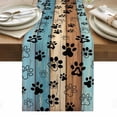 thumbnail image 1 of Light Blue Brown Table Runner - 72 Inch Long, Kitchen Dining Table Runner Dresser Scarves, Rustic Farmhouse Dog Paw Vintage Farmhouse Decor for Coffee Tables Wedding Party Banquet, 1 of 8