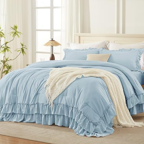 Light Blue California King Comforter Set (104x96Inch), 3 Pieces ...