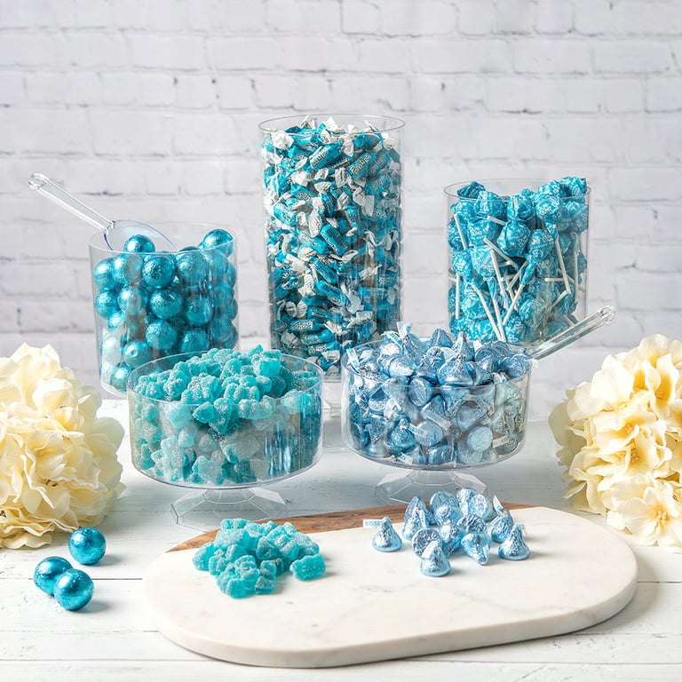 Light Blue Candy Buffet - Includes Hershey's Kisses, Candy Coated Popcorn, Lollipops & More