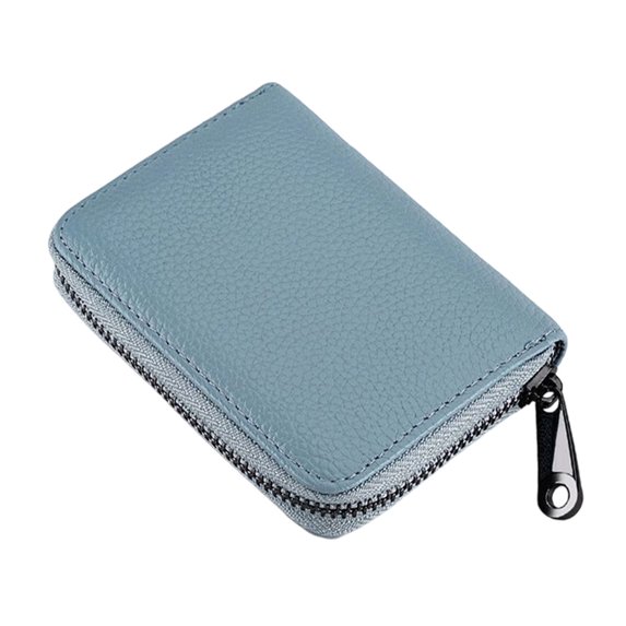 Light Blue Card Holder Wallet for Men Women with 20 Slots, Small Credit Card Case Organizer for IDs Gift Cards Business Cards, Zipper Binder Card Book for Travel Daily Use