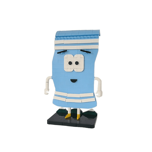 Light Blue Cartoon Character Building Blocks Set, DIY Assembly Brick Figure Model, Creative Desktop Collectible Building Toy