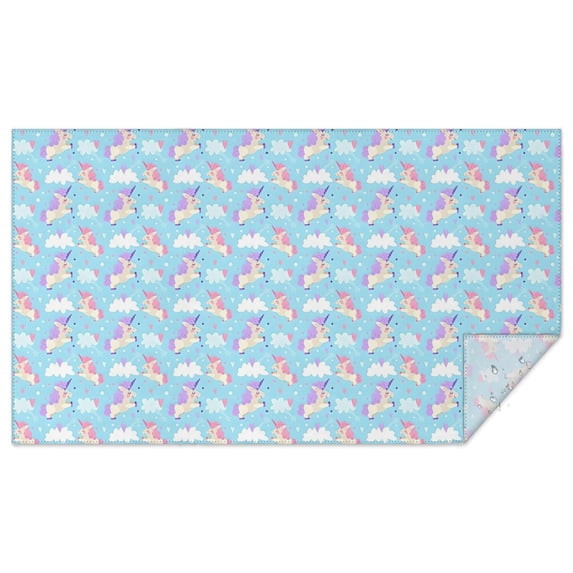 Light Blue Cartoon Unicorn Cloud Pattern Rectangle Tablecloth 60"x102",Waterproof Polyester Rectangle Table Cloth, Wipeable Spillproof Polyester Tablecloth for Dining, Camping, Indoor and Outdoor