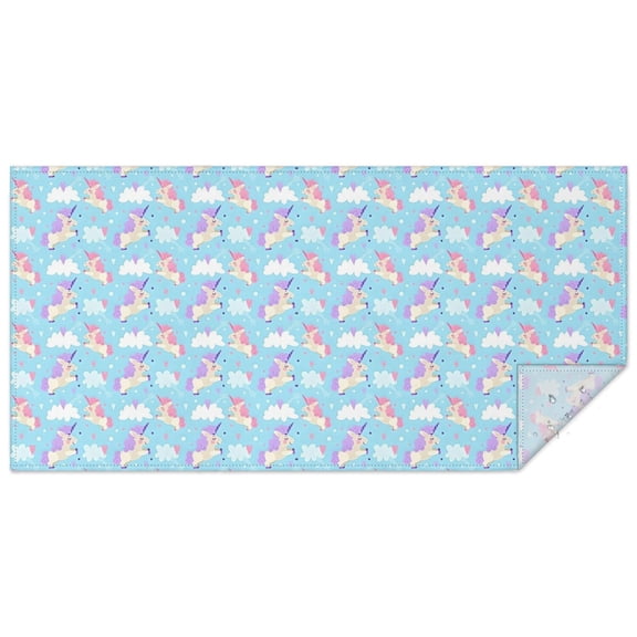 Light Blue Cartoon Unicorn Cloud Pattern Rectangle Tablecloth 60"x120",Waterproof Polyester Rectangle Table Cloth, Wipeable Spillproof Polyester Tablecloth for Dining, Camping, Indoor and Outdoor
