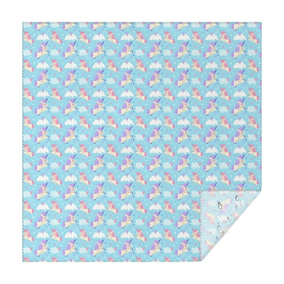 Light Blue Cartoon Unicorn Cloud Pattern Square Tablecloth,Waterproof Square Table Cover,Wipeable Spillproof Washable Table Cover for Home Kitchen Party Decor 52"x52"(132x132cm)