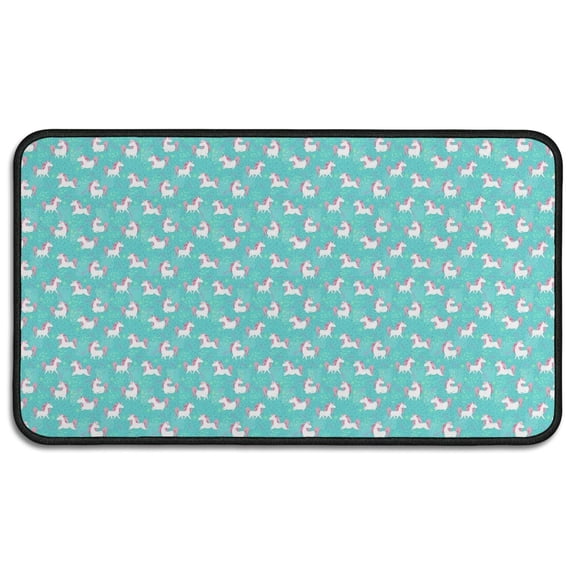 Light Blue Cartoon Unicorn Pattern Door Rugs,Washable Non Slip Door Mats Indoor,Decorative Door Mats,Entry Mat Indoor for Entrance,Bedroom,Kitchen,Bathroom,30"x17"