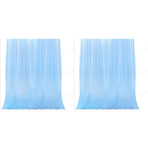 Light Blue Chiffon Backdrop for Wedding Ceremony, Flowy Sheer Drapes for Indoor Outdoor Events, Romantic Wedding Arch Decor for Reception Altar Party 2 Pcs