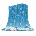 thumbnail image 1 of Light Blue Christmas Balls Flannel Blanket for Bed,Travel and Camping, Winter Xmas Ball Snowflakes Ombre Super Soft Cozy Blanket for All Seasons 50" x 60", 1 of 6
