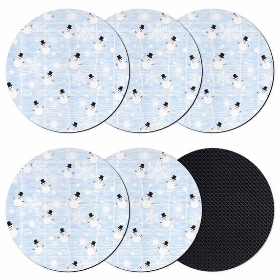 Light Blue Christmas Coasters Set of 6, Absorbent Coasters for Drinks, Xmas Snowflake Snowman Coaster for Desk Coffee Table Protection, Home Decor House Warming Gifts 4"