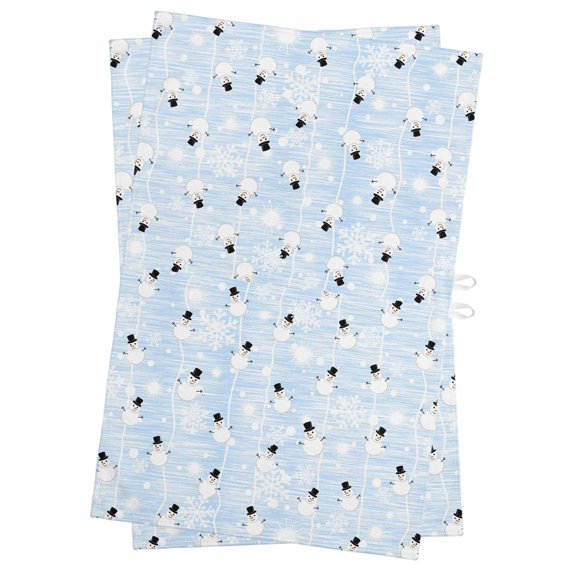Light Blue Christmas Kitchen Towels Set of 2, Water Absorbent Dish Towel, Xmas Snowflake Snowman Decorative Hand Towels - Quick Drying Cloth for Cooking Baking, 18x28 Inch