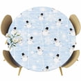 thumbnail image 1 of Light Blue Christmas Round Tablecloth, Fitted Table Cover with Elastic for 36"-44" Round Tables, Xmas Snowflake Snowman Table Cloth Outdoor Indoor Dinning Party Waterproof Tablecloths, 1 of 7