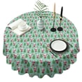 thumbnail image 1 of Light Blue Christmas Santa and Tree Pattern Round Tablecloth 60"x60",Wrinkle Wipeable Table Cloth for Kitchen Dining Room Picnic Patio Party, 1 of 6
