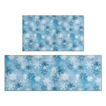 Light Blue Christmas Snowflake Pattern Kitchen Rugs Sets Of 2,Anti Fatigue Kitchen Mat Rugs Non Slip Washable,Decorative Kitchen Floor Mats for Kitchen,Sink,Laundry,17"x30" 17"x47"