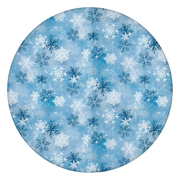Light Blue Christmas Snowflake Pattern Round Fitted Tablecloth with Elastic Edge,Dining Table Cover Waterproof,Outdoor Round Tablecloth for Camping,Dining,Indoor and Outdoor