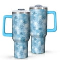 thumbnail image 1 of Light Blue Christmas Snowflake Pattern Tumbler with Handle and Lid,40oz Double Wall Vacuum Insulated Tumbler,Cups Gift for Women and Men, 1 of 7