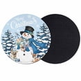 thumbnail image 1 of Light Blue Christmas Snowman Coasters Set of 2, Absorbent Coasters for Drinks, Xmas Tree Elk Gifts Snowflake Coaster for Desk Coffee Table Protection, Home Decor House Warming Gifts 4", 1 of 8