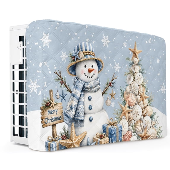Window Kuling Unit Light Blue Christmas Snowman Indoor Air Conditioner Cover, Coastal ...