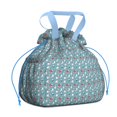 thumbnail image 1 of Light Blue Christmas Snowman Pattern Drawstring Lunch Bag Women - Drawstring Lunch Bag Insulated for Work Office - Stain-Resistant Large Lunchbags for Women with Multi-Pockets, 1 of 6