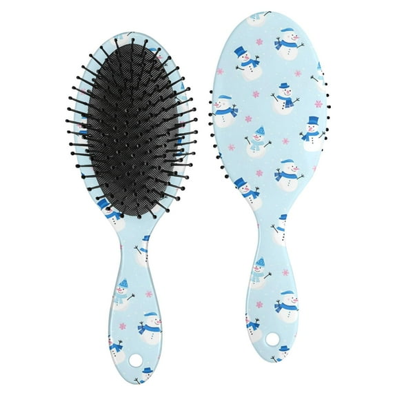 Light Blue Christmas Snowman Pattern Hair Brush,Girls Detangling Hair Brush,Glide Through Tangles with Ease for Wet & Dry Hair,8.8"X2.8"