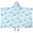 thumbnail image 1 of Light Blue Christmas Snowman Pattern Hooded Bath Towel，60"x35" for Ages 3 To 12 Kids, Quick Dry Lightweight Soft Microfiber Hood Beach Towel Cover Up for Kids, 1 of 7