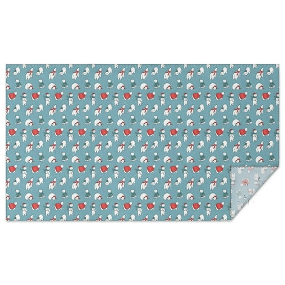 Light Blue Christmas Snowman Pattern Rectangle Tablecloth 60"x102",Waterproof Polyester Rectangle Table Cloth, Wipeable Spillproof Polyester Tablecloth for Dining, Camping, Indoor and Outdoor