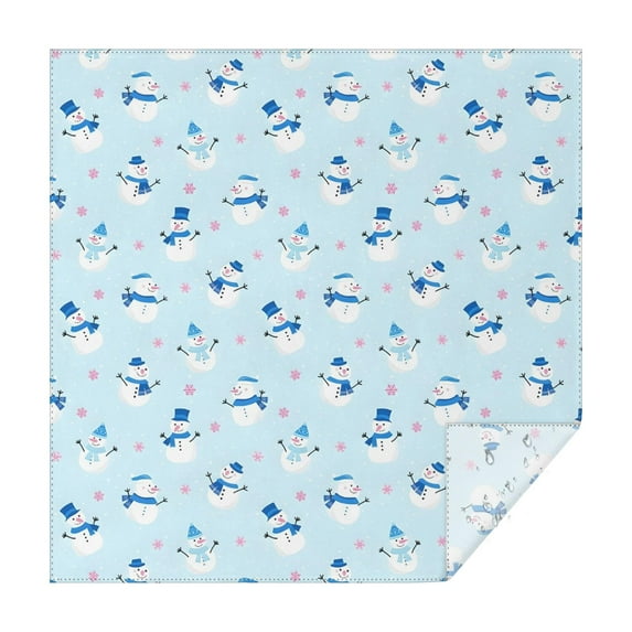Light Blue Christmas Snowman Pattern Square Tablecloth,Waterproof Square Table Cover,Wipeable Spillproof Washable Table Cover for Home Kitchen Party Decor 42"X42"(107x107cm)