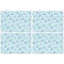 Light Blue Christmas Snowman Pattern Summer Placemats Table Placemats Set Of 4-Linen Kitchen Washable Placemats Table Mats 11.8"x17.7" Non-Slip Heat Resistant