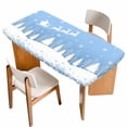 thumbnail image 1 of Light Blue Christmas Table Cloths for 5 Foot Rectangle Tables, Xmas Elk Tree Snowflake Forest Patio Waterproof Elastic Fitted Tablecloths, Washable Rectangular Table Cover for Camping, 1 of 8
