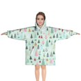 thumbnail image 1 of Light Blue Christmas Tree Pattern Blanket Hoodies for Kids 6-13YR Oversize Wearable Blanket Hoodies for Boys Girls Teens, 1 of 7