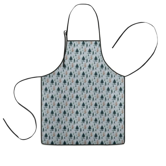 Light Blue Christmas Tree Pattern Kids Aprons for Girls and Boys,Adjustable Neck Strap Toddler Aprons for Kids Cooking Baking