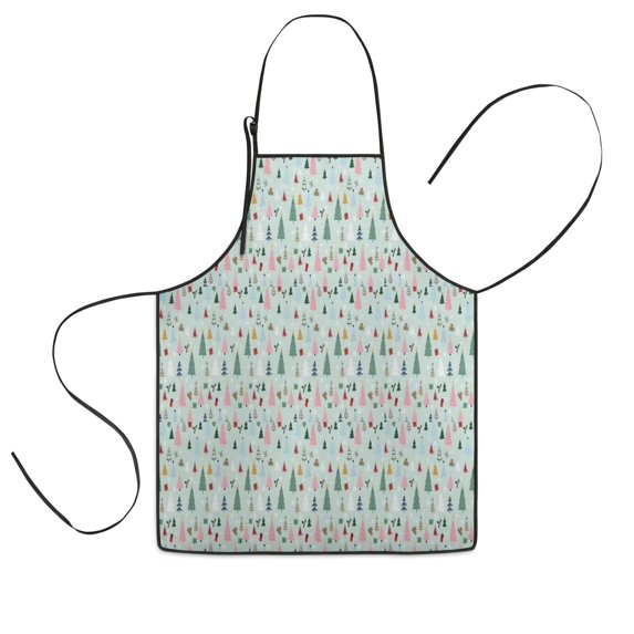 Light Blue Christmas Tree Pattern Kids Aprons for Girls and Boys,Adjustable Neck Strap Toddler Aprons for Kids Cooking Baking