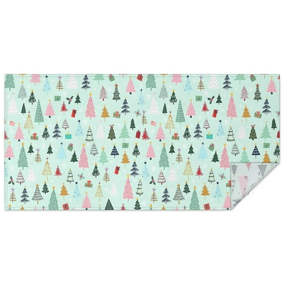 Light Blue Christmas Tree Pattern Rectangle Tablecloth 60"x120",Waterproof Polyester Rectangle Table Cloth, Wipeable Spillproof Polyester Tablecloth for Dining, Camping, Indoor and Outdoor