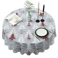 thumbnail image 1 of Light Blue Christmas Tree Pattern Round Tablecloth 60"x60",Wrinkle Wipeable Table Cloth for Kitchen Dining Room Picnic Patio Party, 1 of 6
