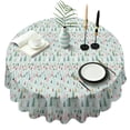 thumbnail image 1 of Light Blue Christmas Tree Pattern Round Tablecloth 60"x60",Wrinkle Wipeable Table Cloth for Kitchen Dining Room Picnic Patio Party, 1 of 6