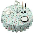 thumbnail image 1 of Light Blue Christmas Tree Pattern Round Tablecloth 60"x60",Wrinkle Wipeable Table Cloth for Kitchen Dining Room Picnic Patio Party, 1 of 6