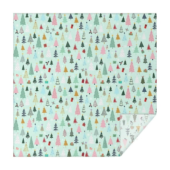 Light Blue Christmas Tree Pattern Square Tablecloth,Waterproof Square Table Cover,Wipeable Spillproof Washable Table Cover for Home Kitchen Party Decor 42"X42"(107x107cm)